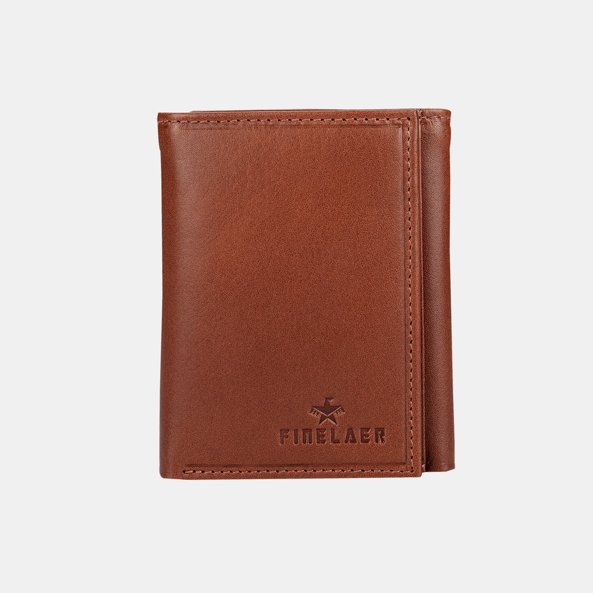 Finelaer Leather Men's Trifold Wallet-Sleek and Slim Includes Id Window and  Credit Card Holder (Brown Stag)