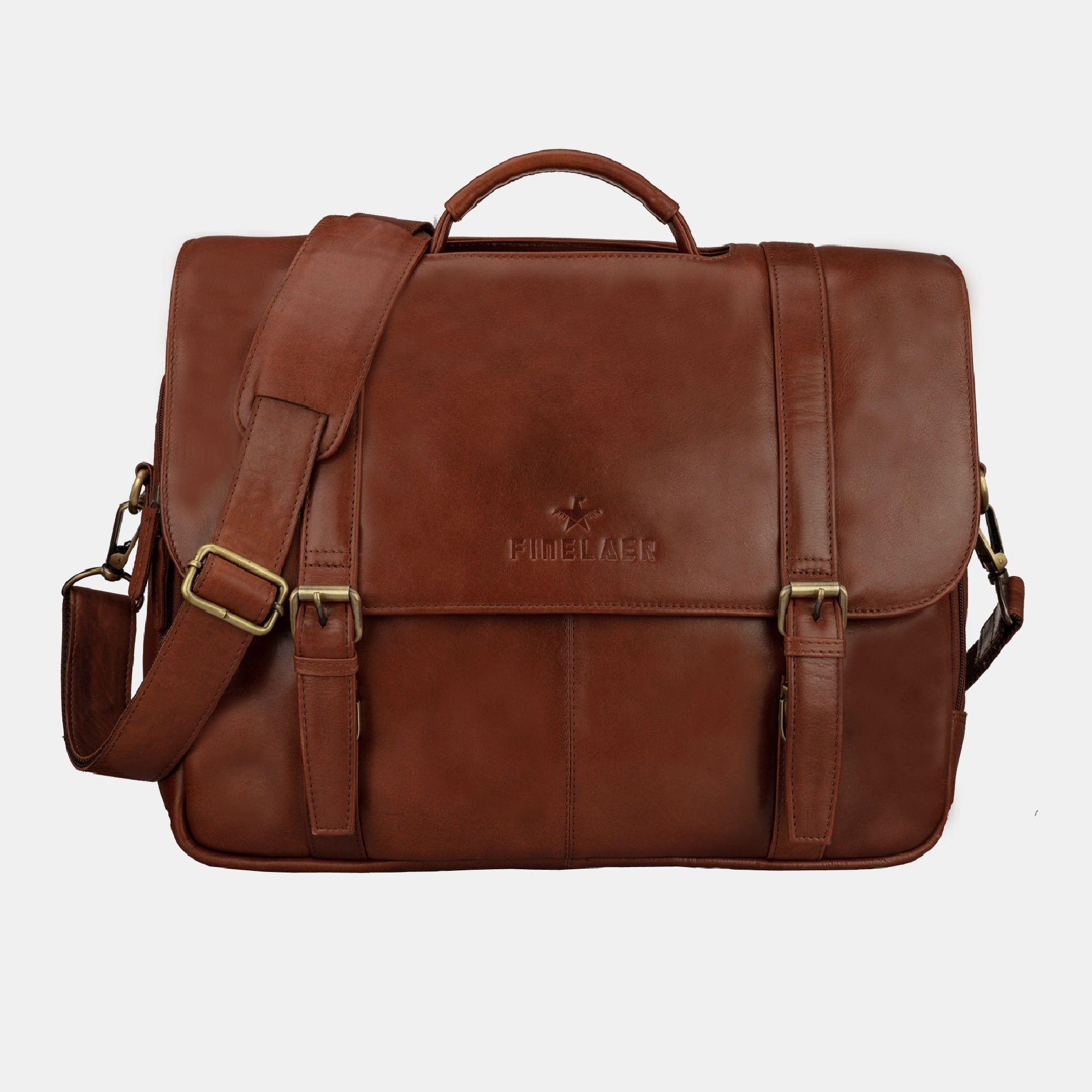 Buy Goldstar Brown Genuine Leather Laptop Bag - 30 L Online at