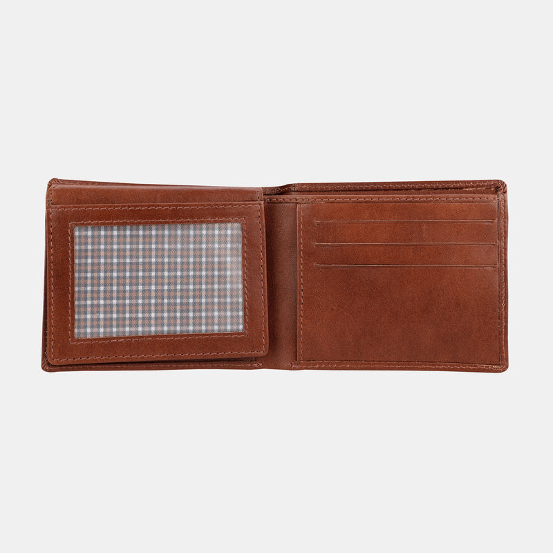 FINELAER Mens Bifold Wallet Card Soft Genuine Leather Western (Brown Carlo)