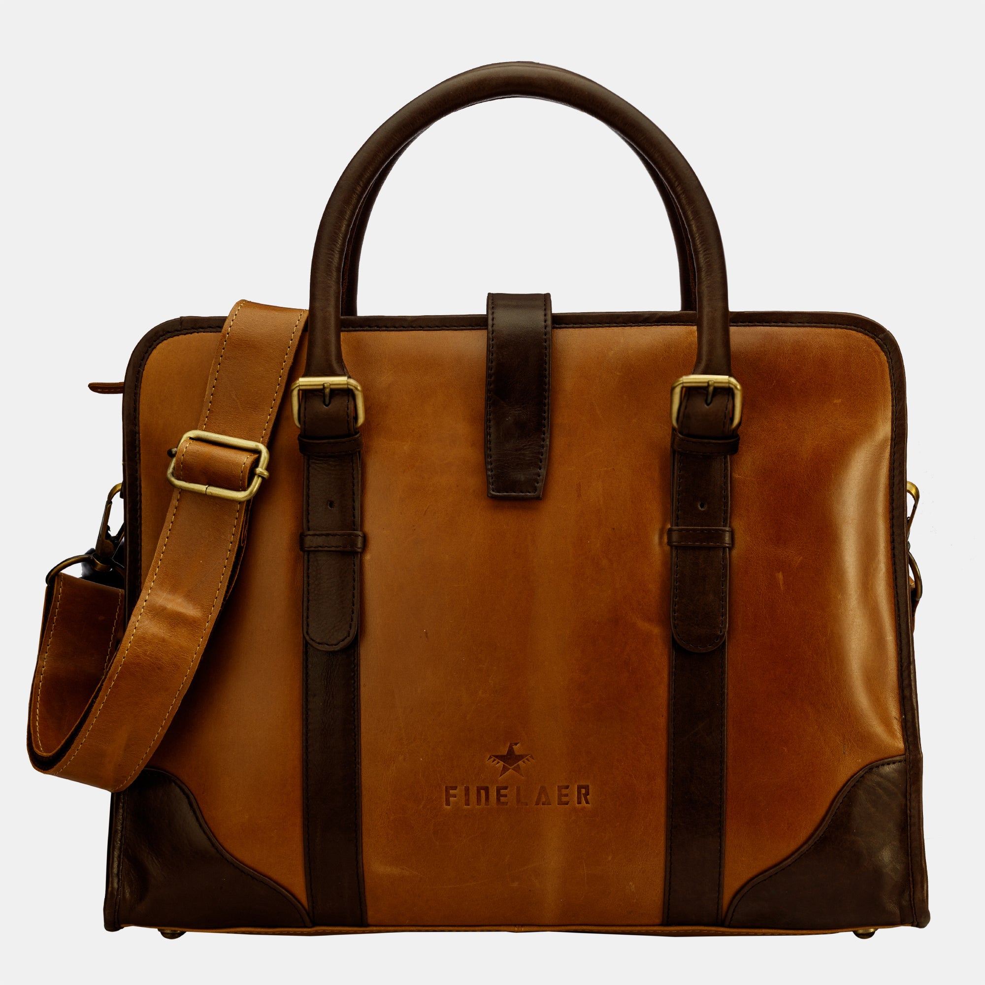 Dark Brown Leather Laptop Messenger Bag — The Handmade Store