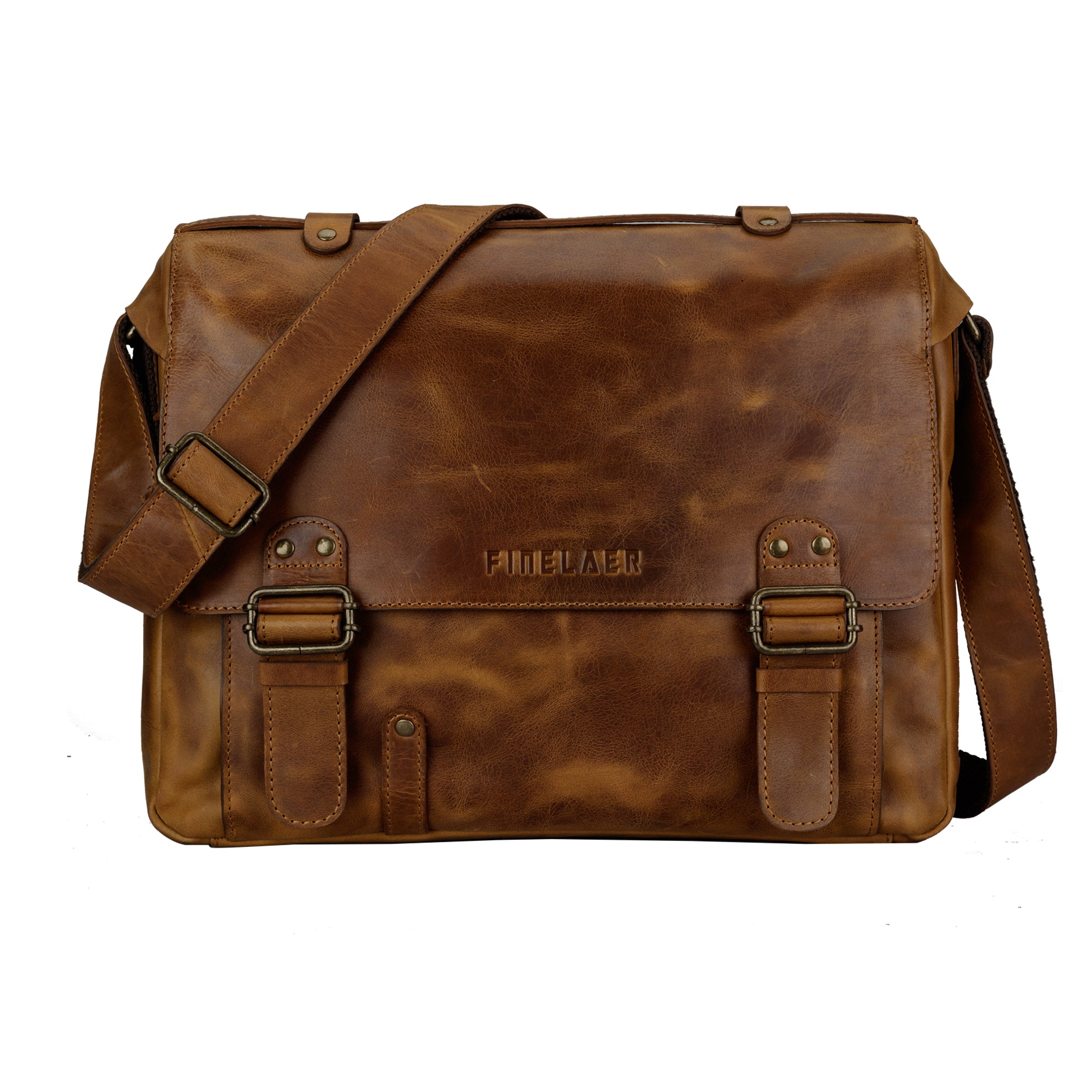 Finelaer Men's Leather Laptop Messenger Bags - Stylish & Durable