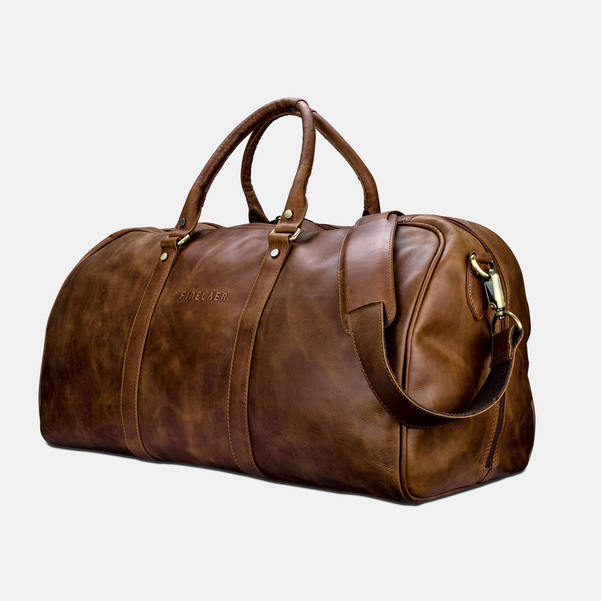 Finelaer Leather Travel & Gym Duffel Bags - Stylish & Durable