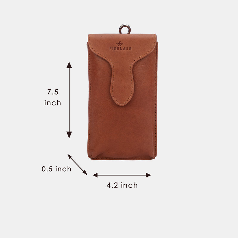 FINELAER Leather Mobile Pouch Flip Phone Case Belt Loop Hook with Button Closure