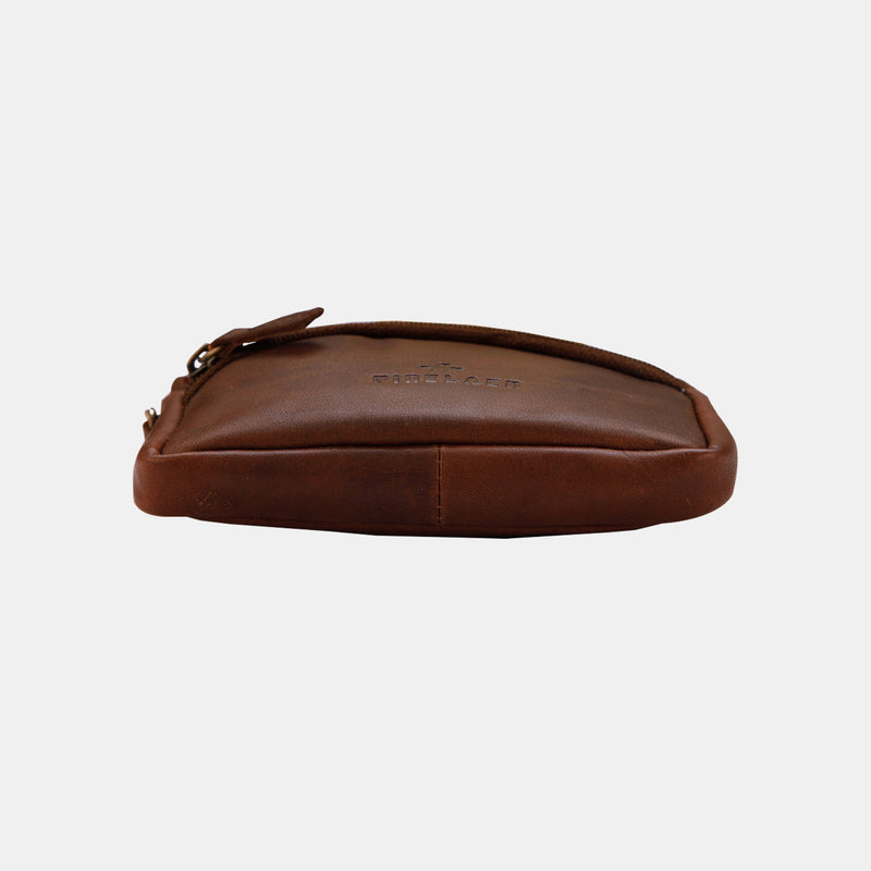 FINELAER Leather Coin Pouch Zipper Closure Compact Design Men Women