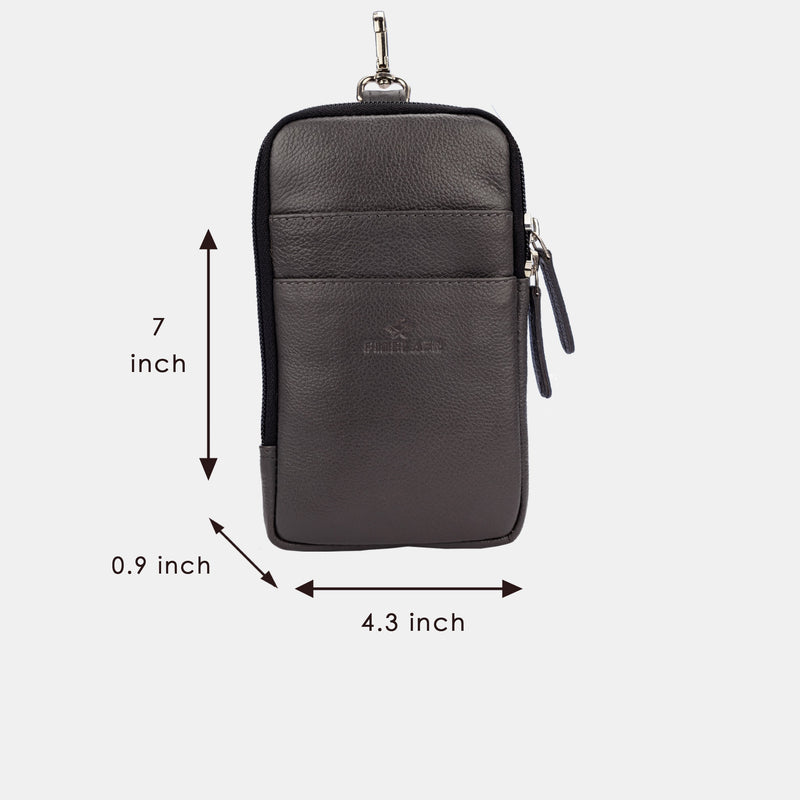 FINELAER Leather Small Zipper Cellphone Mobile Belt Loop Clip Case Pouch