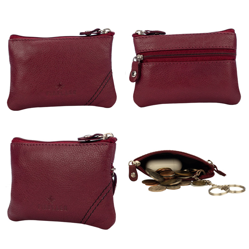 FINELAER Leather Key Coin Pouch Purse For Women Size 4.5 x 3.2