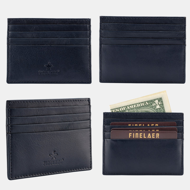 FINELAER Vintage Leather Slim Front pocket Wallets For Men