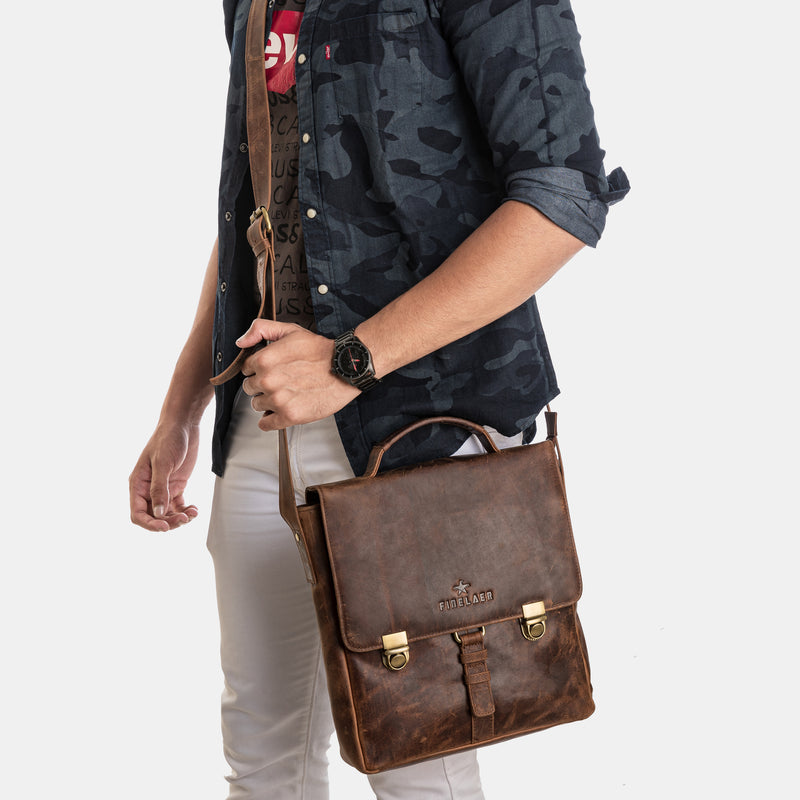 Brown Vintage Leather  Shoulder Crossbody Bags For Men