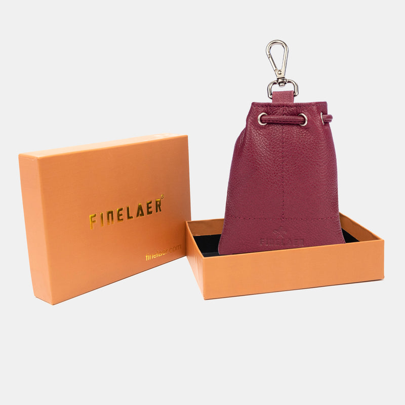 FINELAER Leather Drawstring Pouch Coin Bag Purse for Men & Women
