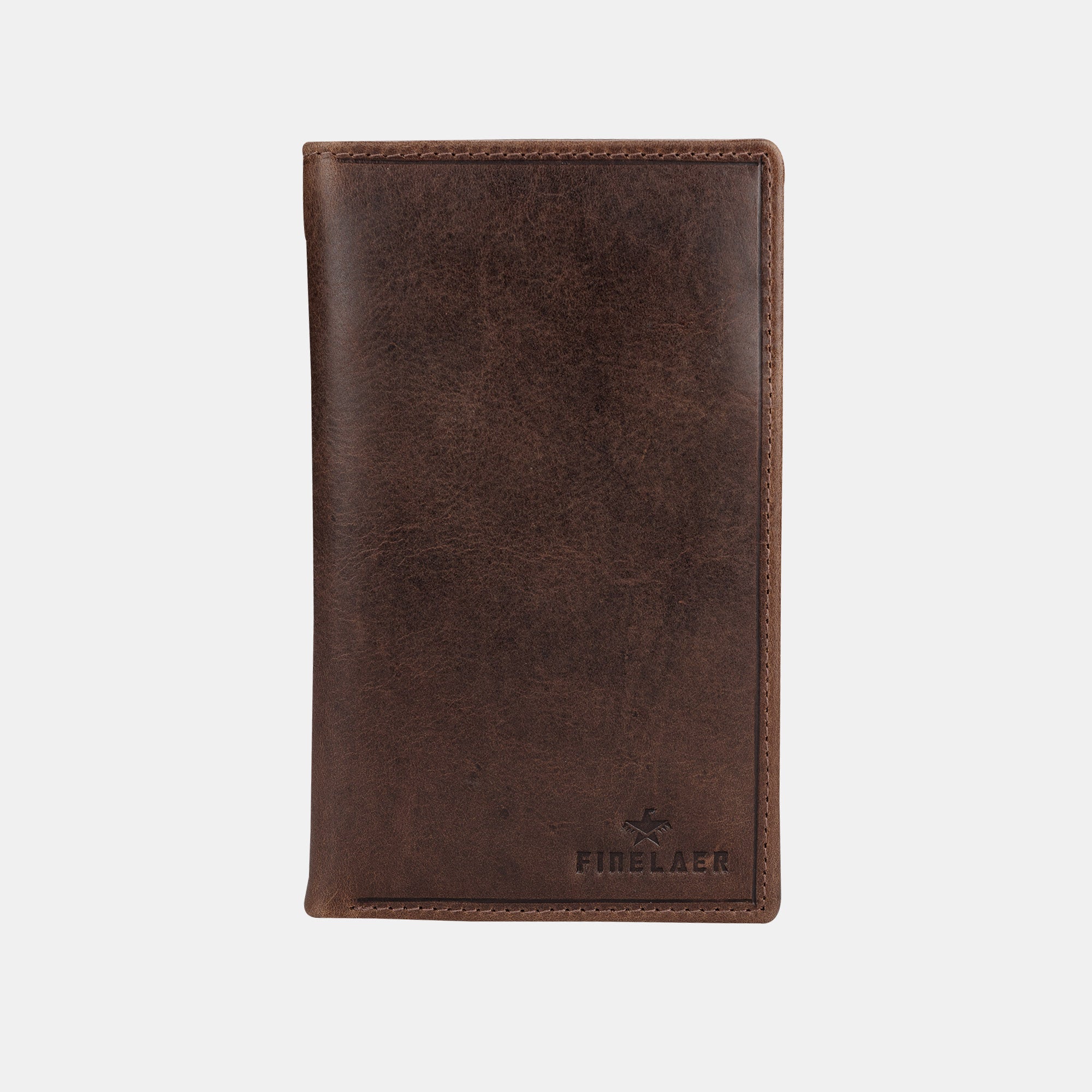 Brown Leather Long Bifold Coat Wallets for Men | Finelaer