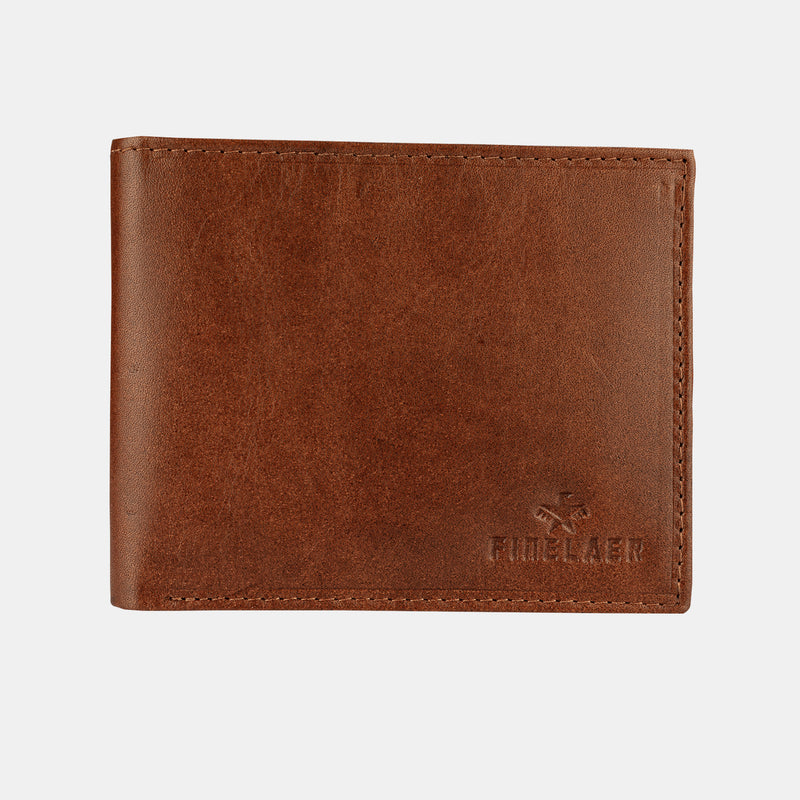 Brown Leather Men Trifold Wallet Slim RFID Blocking with Card Slots