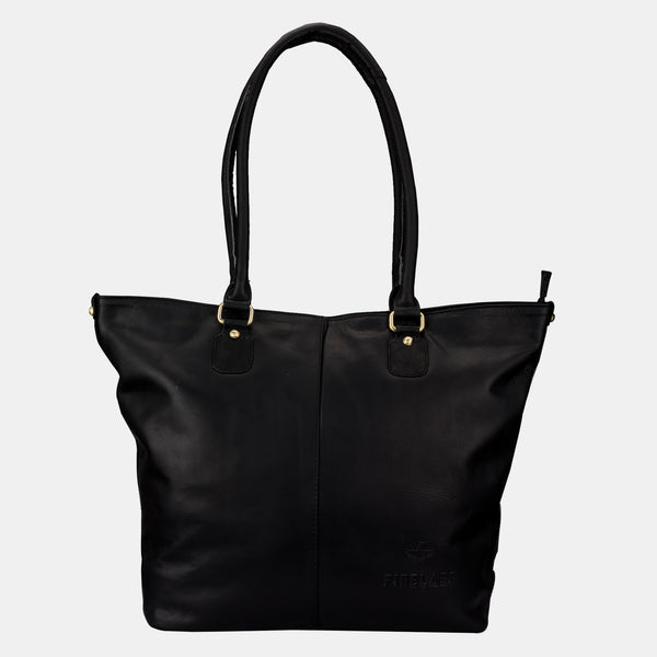 Women Multifunction Black Leather Tote Handbag | Finelaer