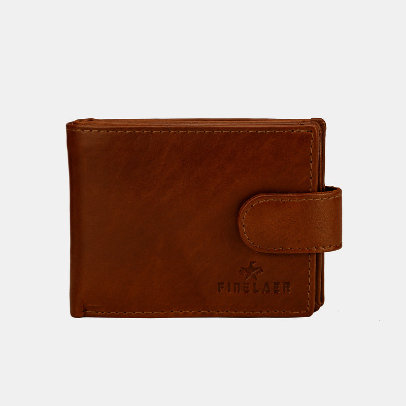 Brown Leather Slim Bifold Men  Wallets With Coin Pocket