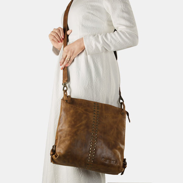 Women Brown Leather Hobo Shoulder Crossbody Bag | Finelaer
