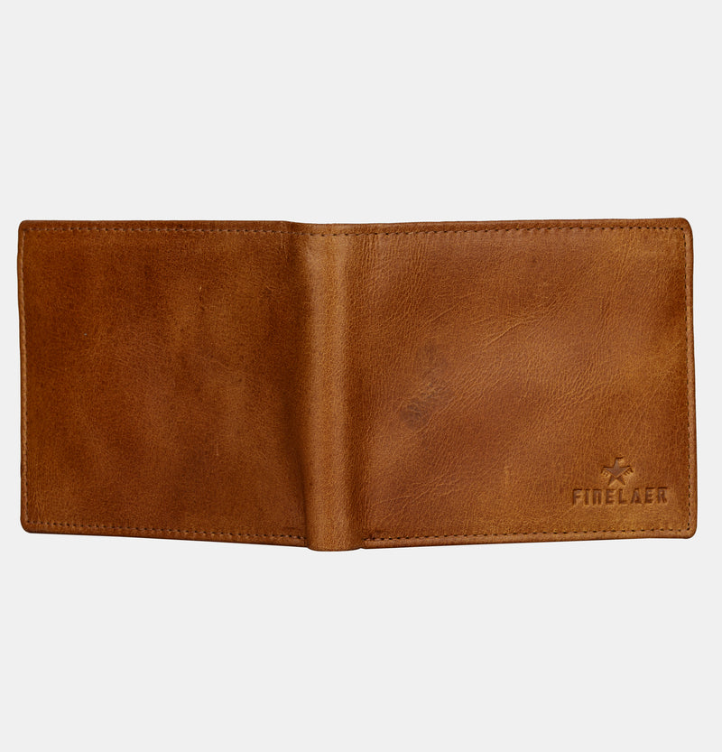 Designer Brown Leather Slim Bifold Wallets For Men