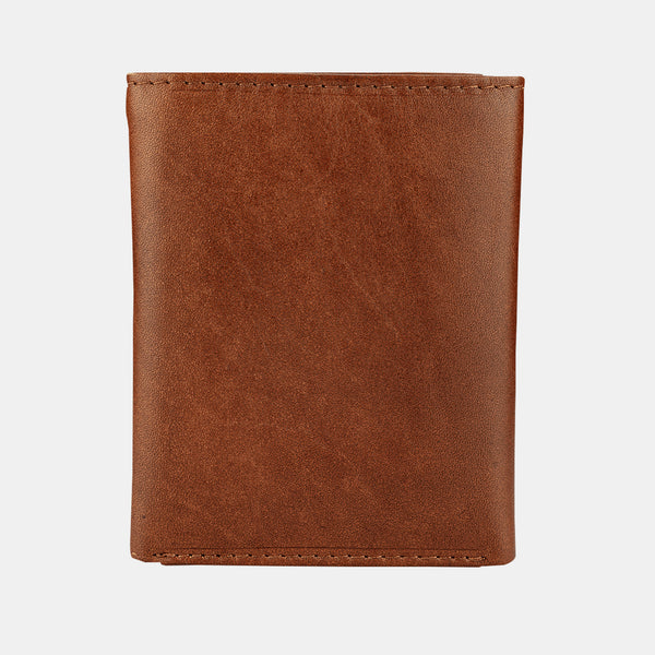 Brown Leather Men Trifold Wallet Slim RFID Blocking