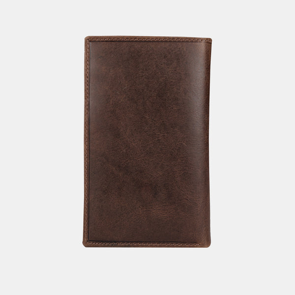 Brown Leather Long Bifold Coat Wallets for Men