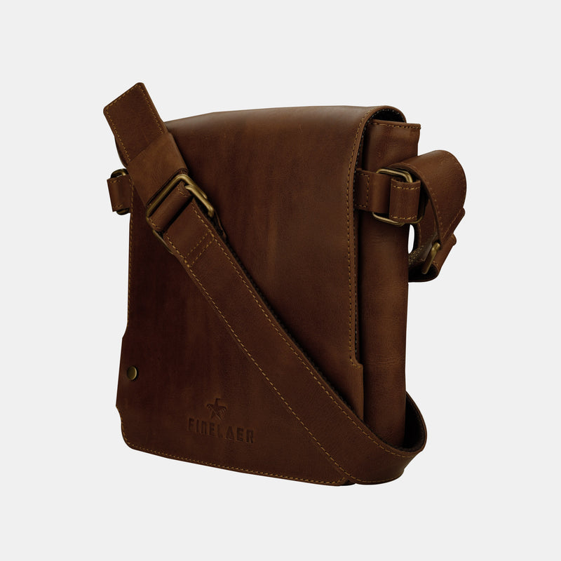 Finelaer Leather Flap Over Messenger Crossbody Bag for Men & Women