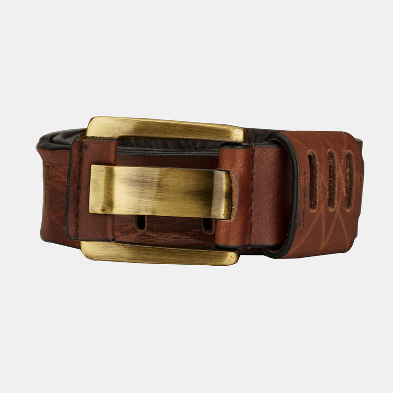 Mens Genuine Leather Brown Belt With Buckle | Finelaer