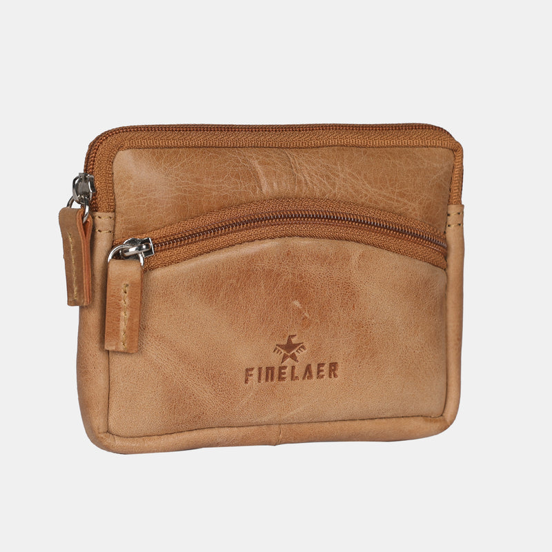 Finelaer Designer Leather Coin Purse Pouch Change Purse with Zipper for Women