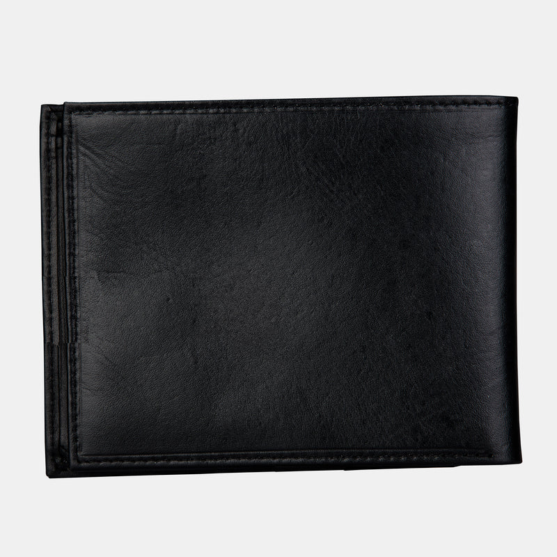 Designer Black Leather Slim Bifold Wallets For Men
