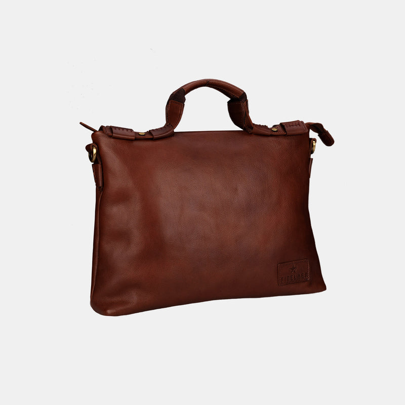 FINELAER Premium Leather 14-inch Laptop Messenger Bag – Stylish & Functional Office Briefcase for Men & Women with Adjustable Shoulder Strap