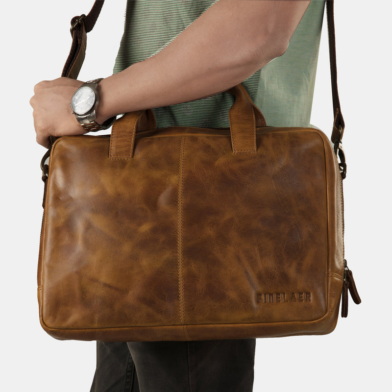 Leather Laptop Messenger Bag For Women 15 inch
