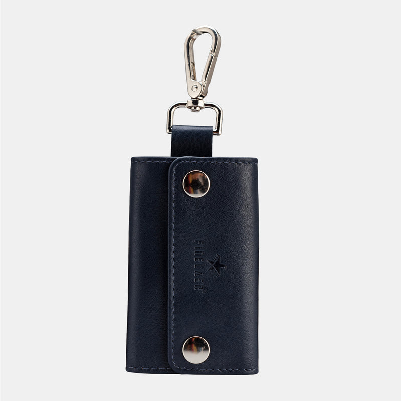 FINELAER Leather Key Chain Holder Wallet Case Organizer 6 Hooks Button Closure