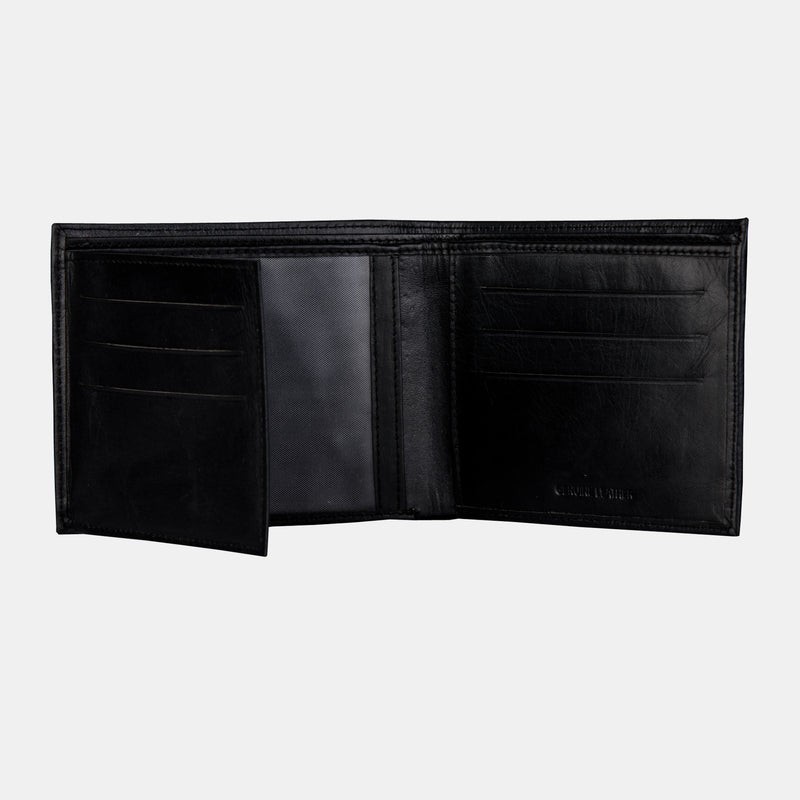 Designer Black Leather Slim Bifold Wallets For Men