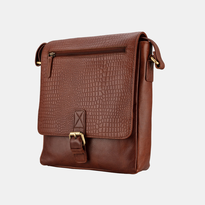 FINELAER Shoulder Bag Leather Messenger Handbag Crossbody Bag for Men & Women With Adjustable Strap