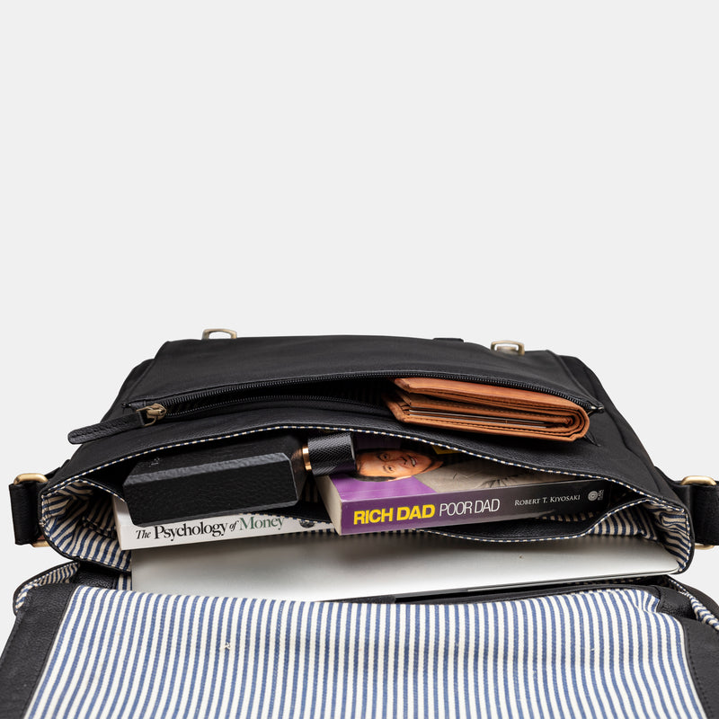 FINELAER 15 inch Leather Laptop Messenger Office Bag for Men & Women with Adjustable Strap
