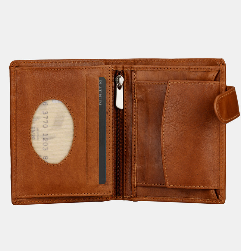 Brown Leather Men Wallet With Coin Pocket