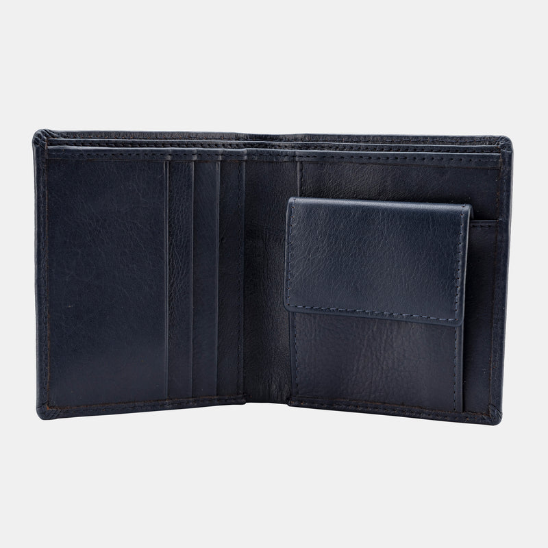 FINELAER Genuine Leather Credit Card Coin Cash Mens Bifold Wallet