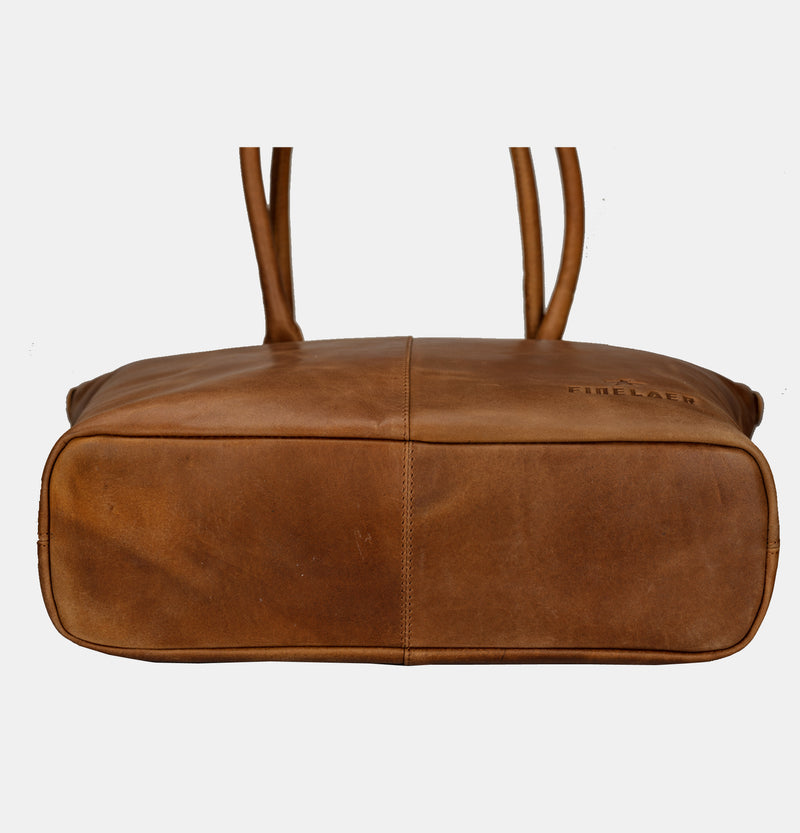 Women Shopper Brown Leather Large Tote Handbag | Finelaer
