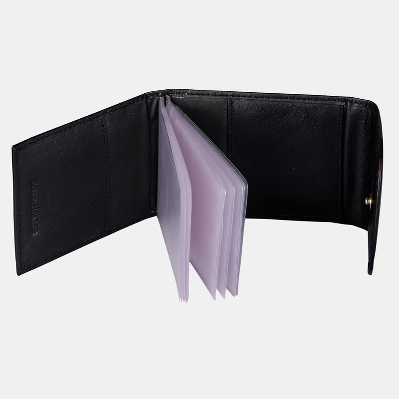 Women Black Leather Front Pocket Card Wallet | Finelaer