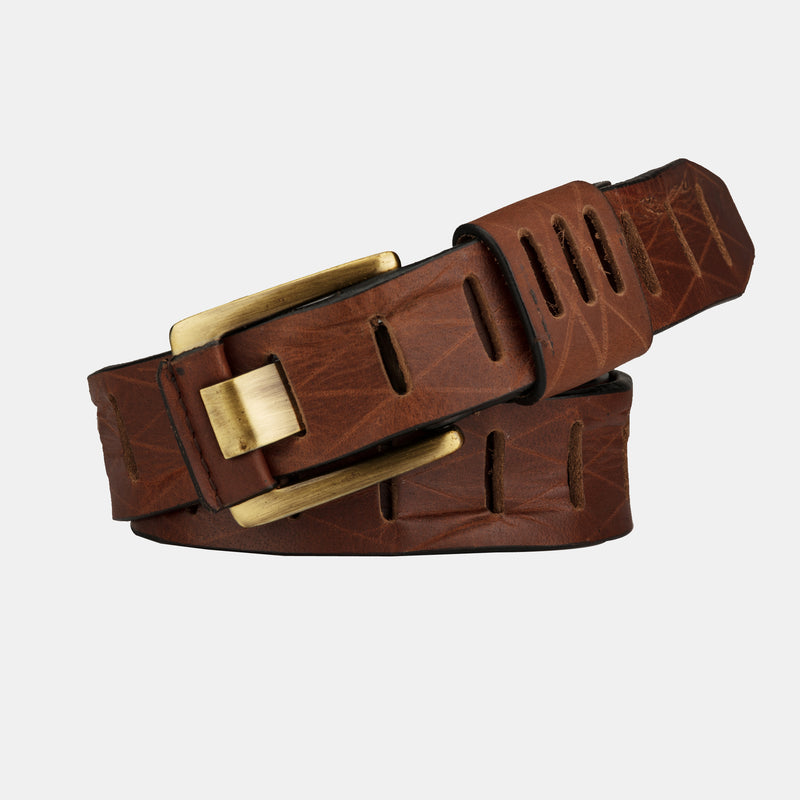 Mens Genuine Leather Brown Belt With Buckle | Finelaer