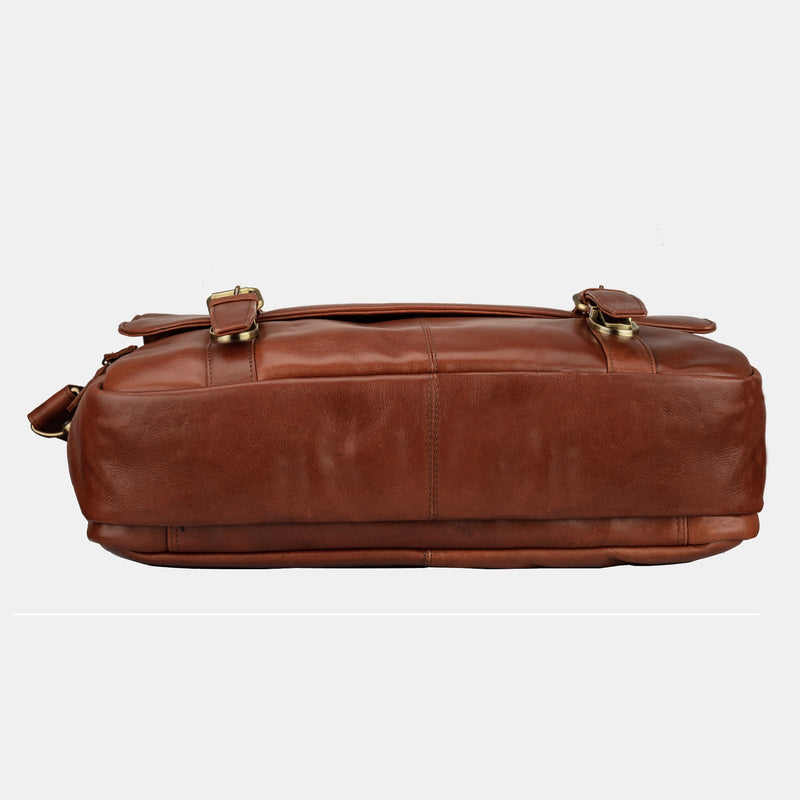 Brown Designer Vintage Leather Messenger 15.6 inch Laptop  Bag For Men