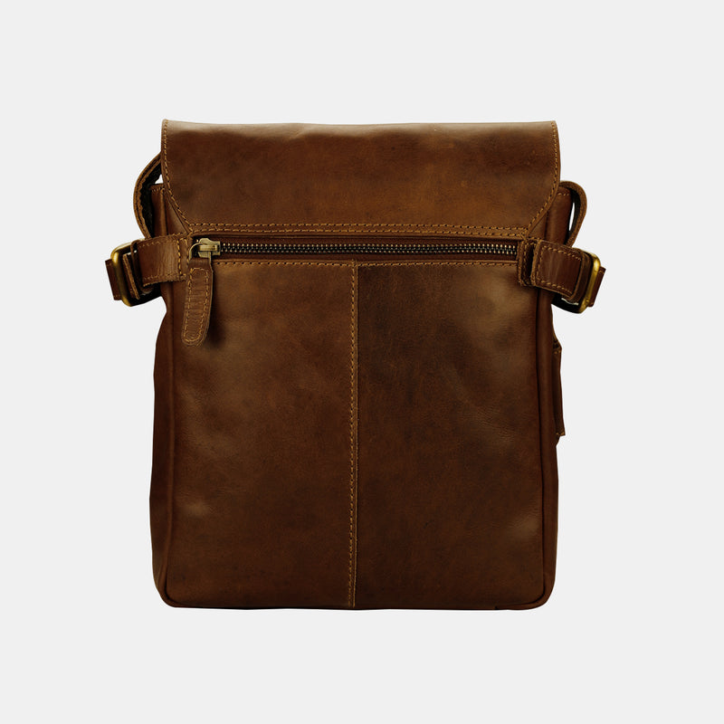 Finelaer Leather Flap Over Messenger Crossbody Bag for Men & Women