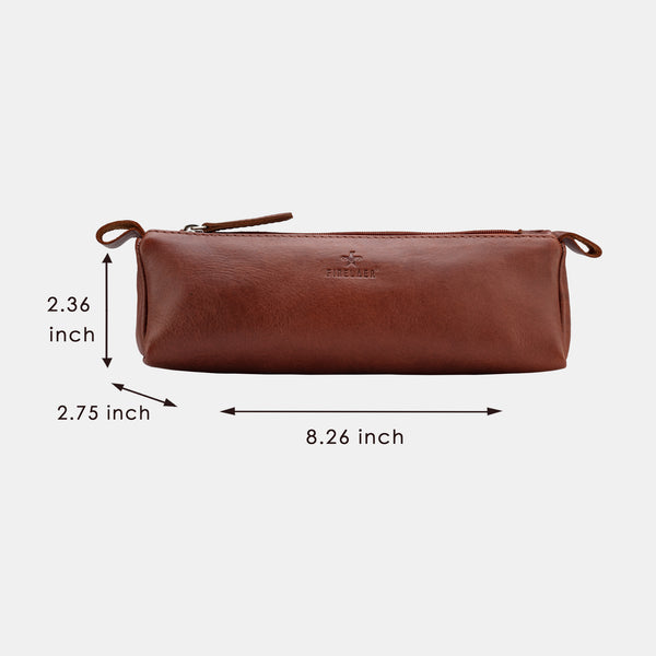 FINELAER Leather Pencil Utility Pouch, Zippered Pen case for Work & Office