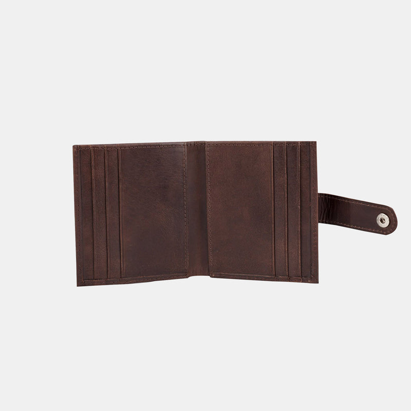 FINELAER Men Leather Bifold Button Slim RFID Wallet with14 Card slot 1 Cash Slot (Brown Stag)