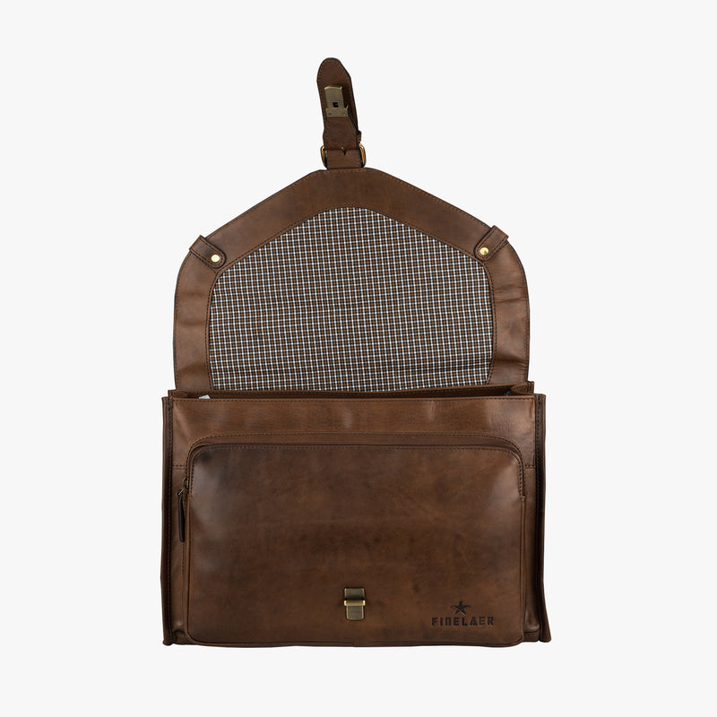 Brown Genuine Leather 14 inch Laptop Bag Men & Women