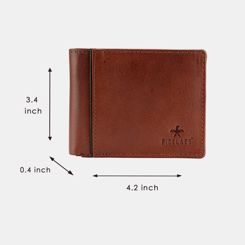 FINELAER Genuine Soft Leather Coin Cash Bifold Wallet For Men