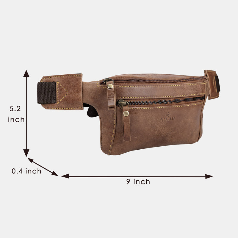 FINELAER Leather Travel Waist fanny Bag Pack For Men & Women