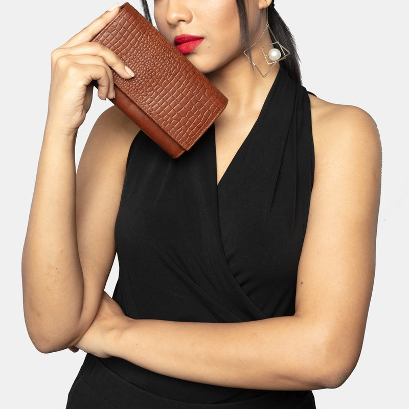 FINELAER Leather Clutch Purse Wallet For Women