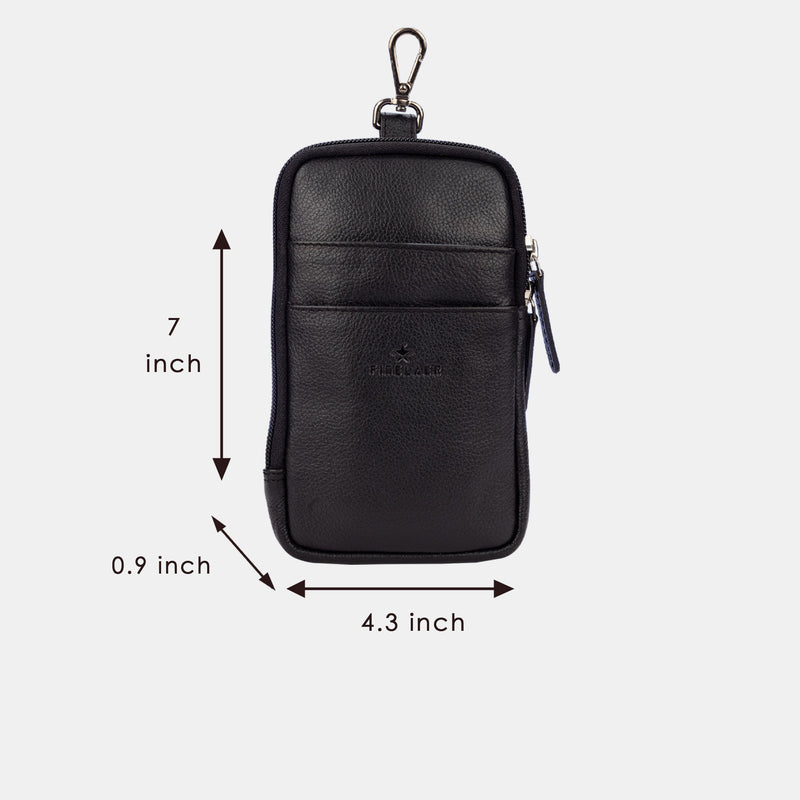 Leather Small Zipper Cellphone Mobile Holster Belt Loop Clip Case Pouch Fanny Waist Travel Hiking Running Pack Bag