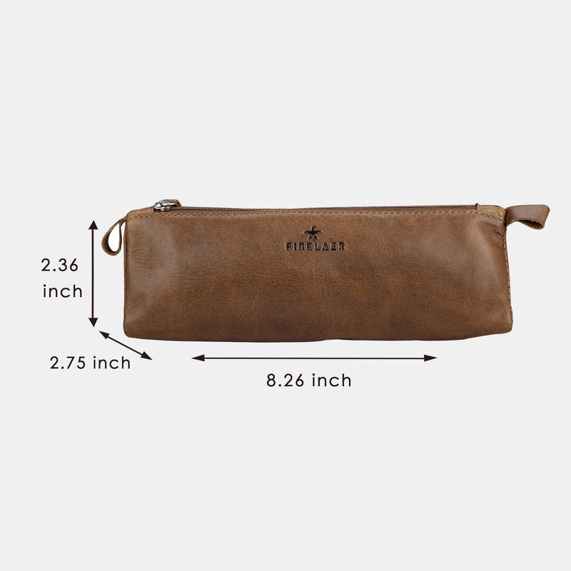 Zippered leather pencil case, Leather pencil pouch, Small leather pencil  bag PC005