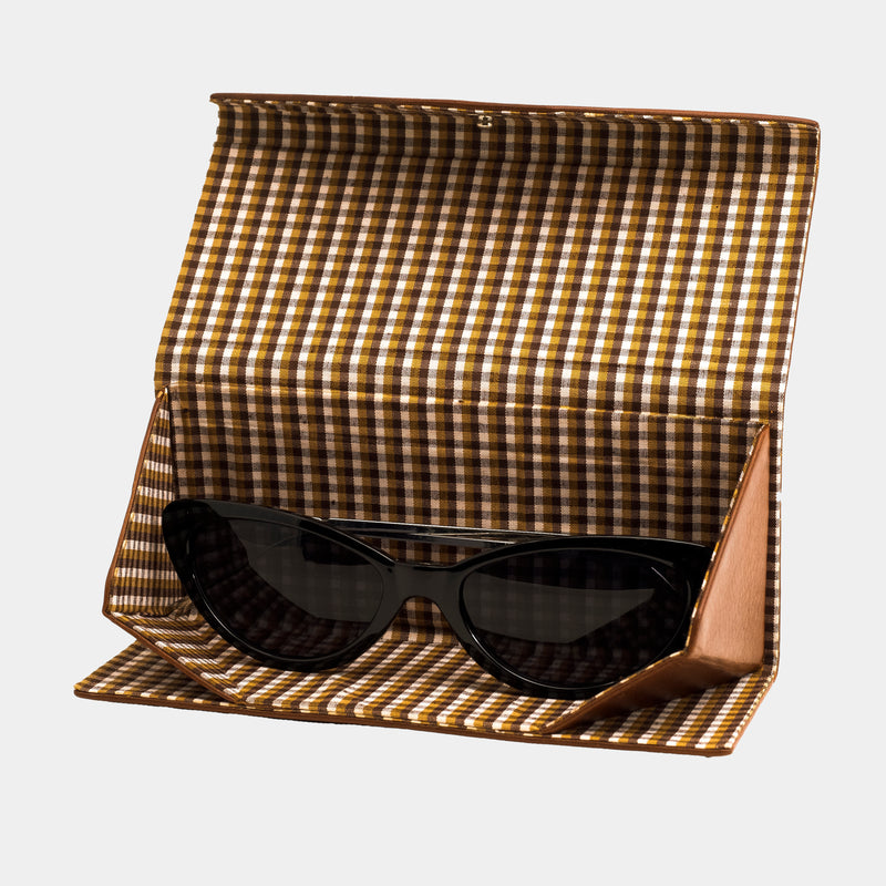 Leather Vintage Hard Shell Foldable Spectacle Reading Sunglass Triangle Glasses Travel Case Eyeglass Holder