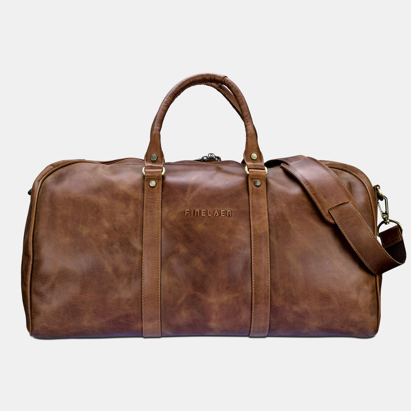 Premium Leather Travel Duffle Bag | Finelaer