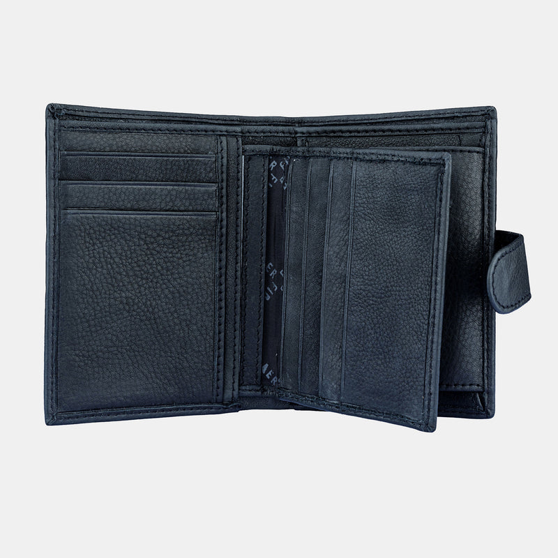Black Leather Men Wallet With Coin Pocket